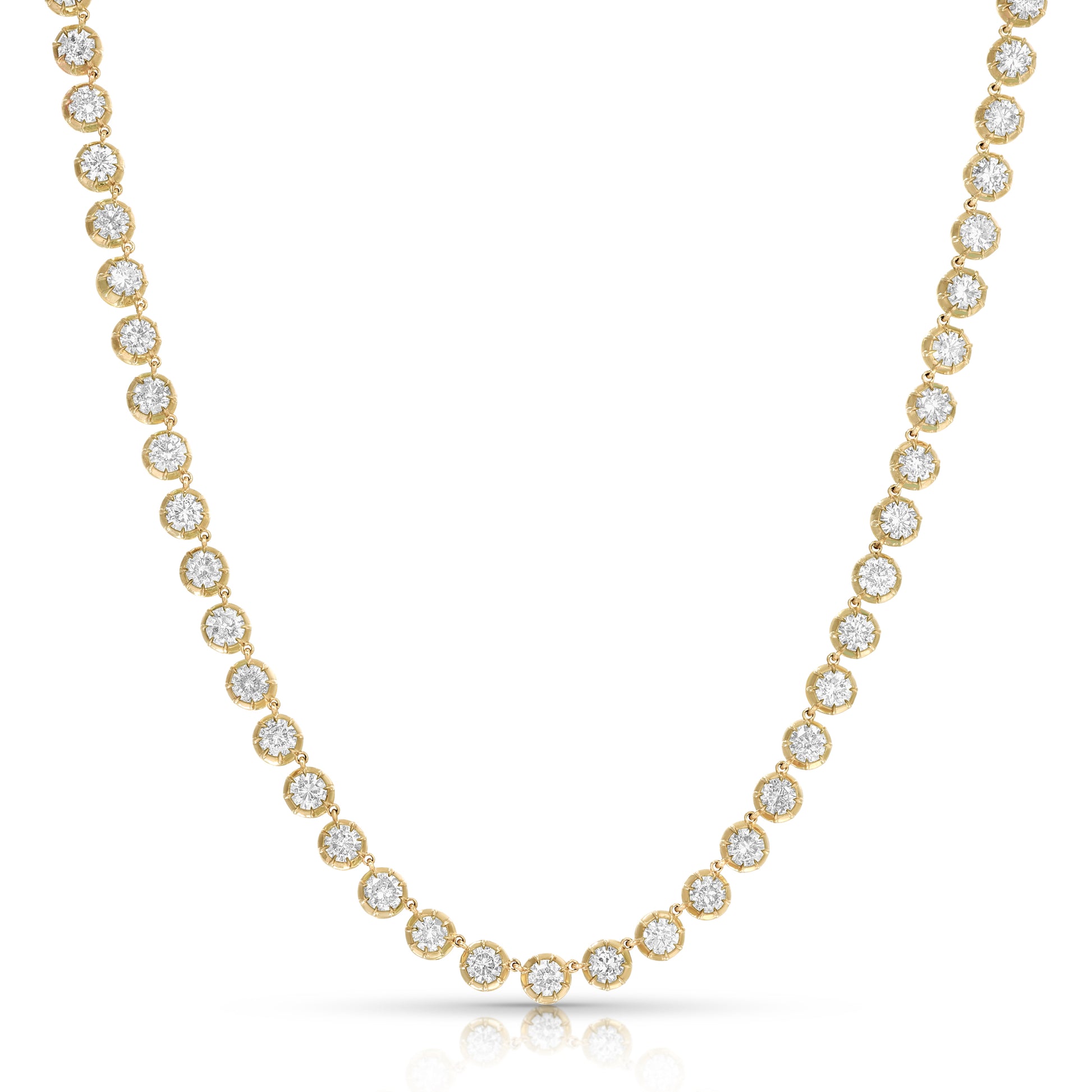 Long Two Toned Diamond Riviere Necklace