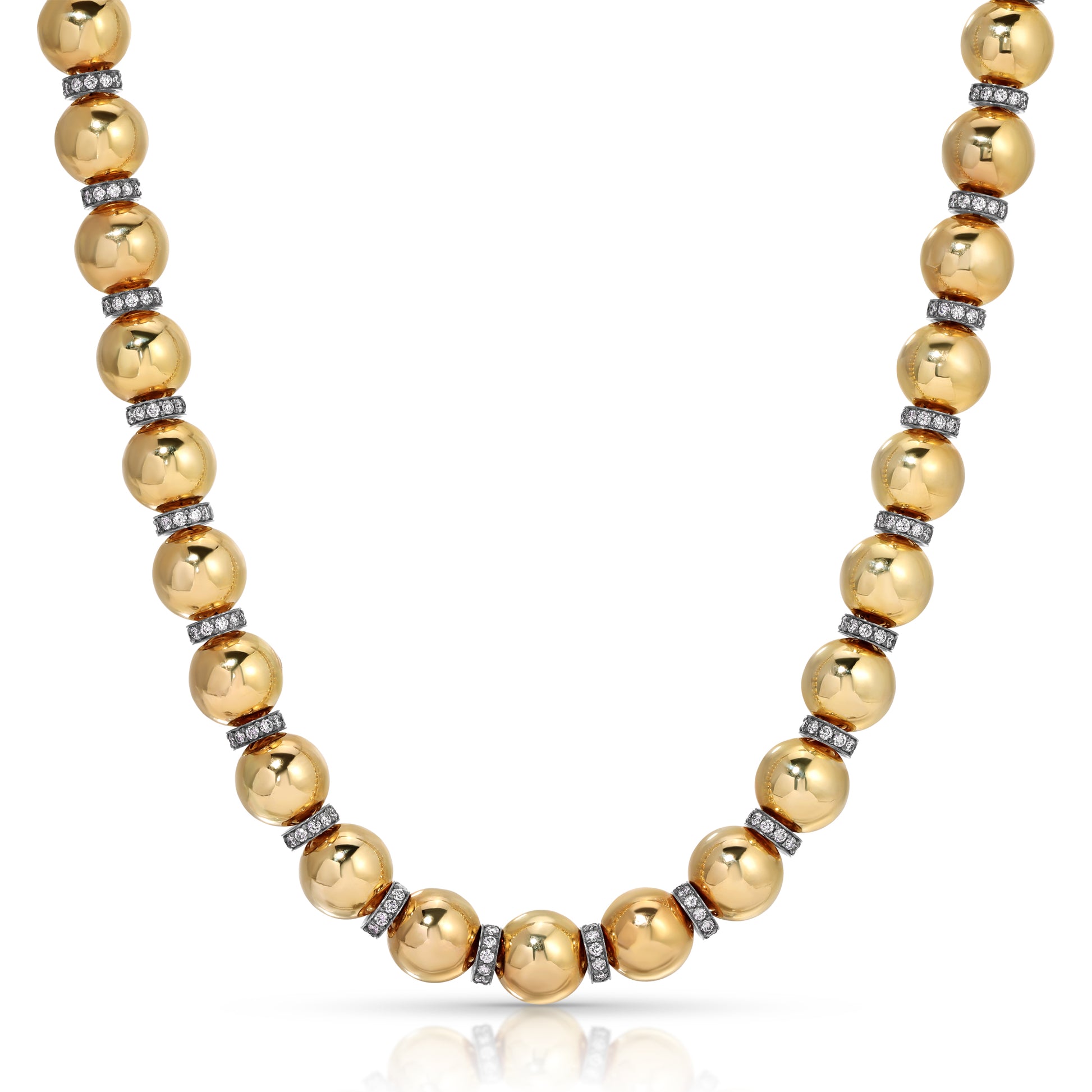 Gold Disco Ball Necklace with Blackened Diamond Rondells