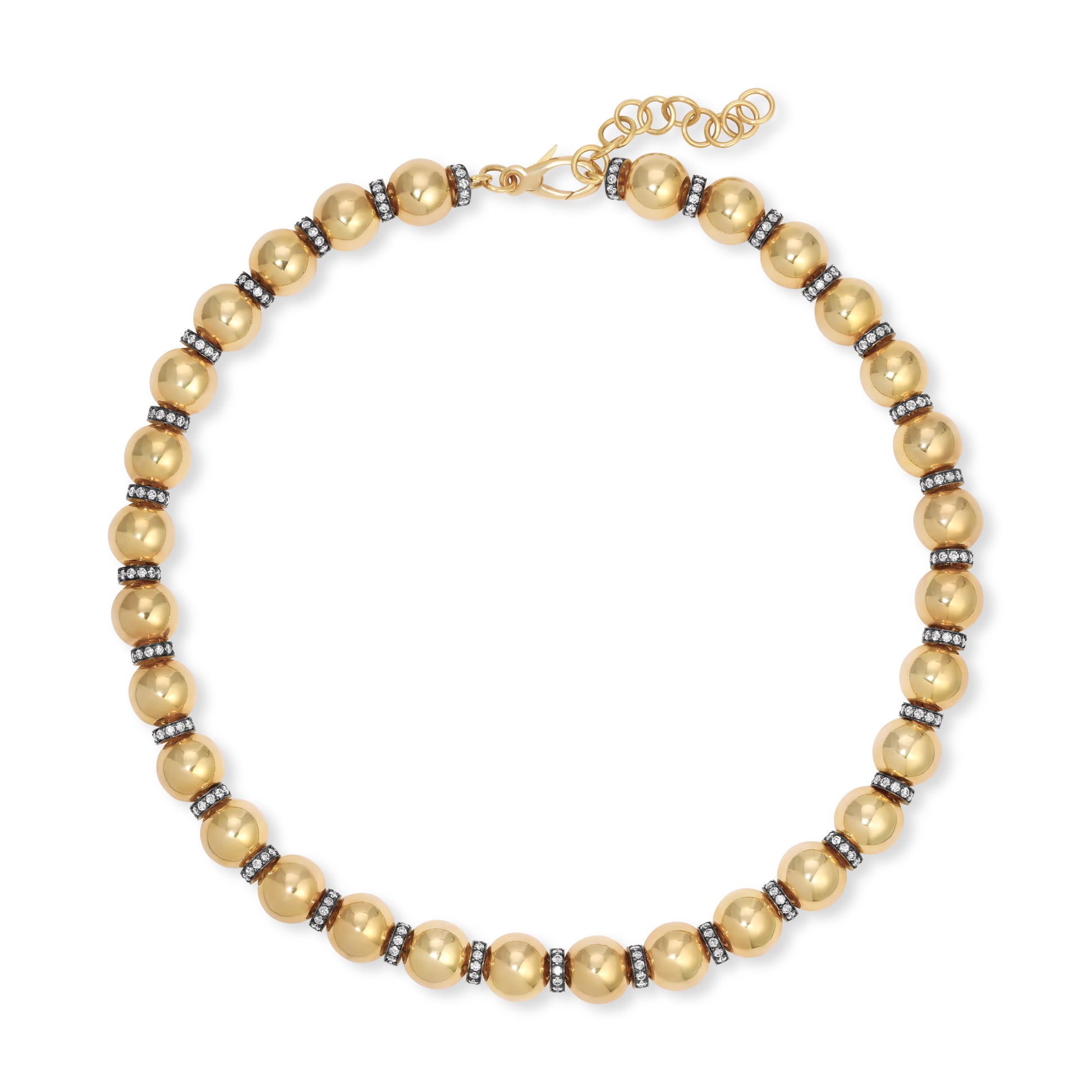 Gold Disco Ball Necklace with Blackened Diamond Rondells