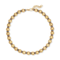 Gold Disco Ball Necklace with Blackened Diamond Rondelles