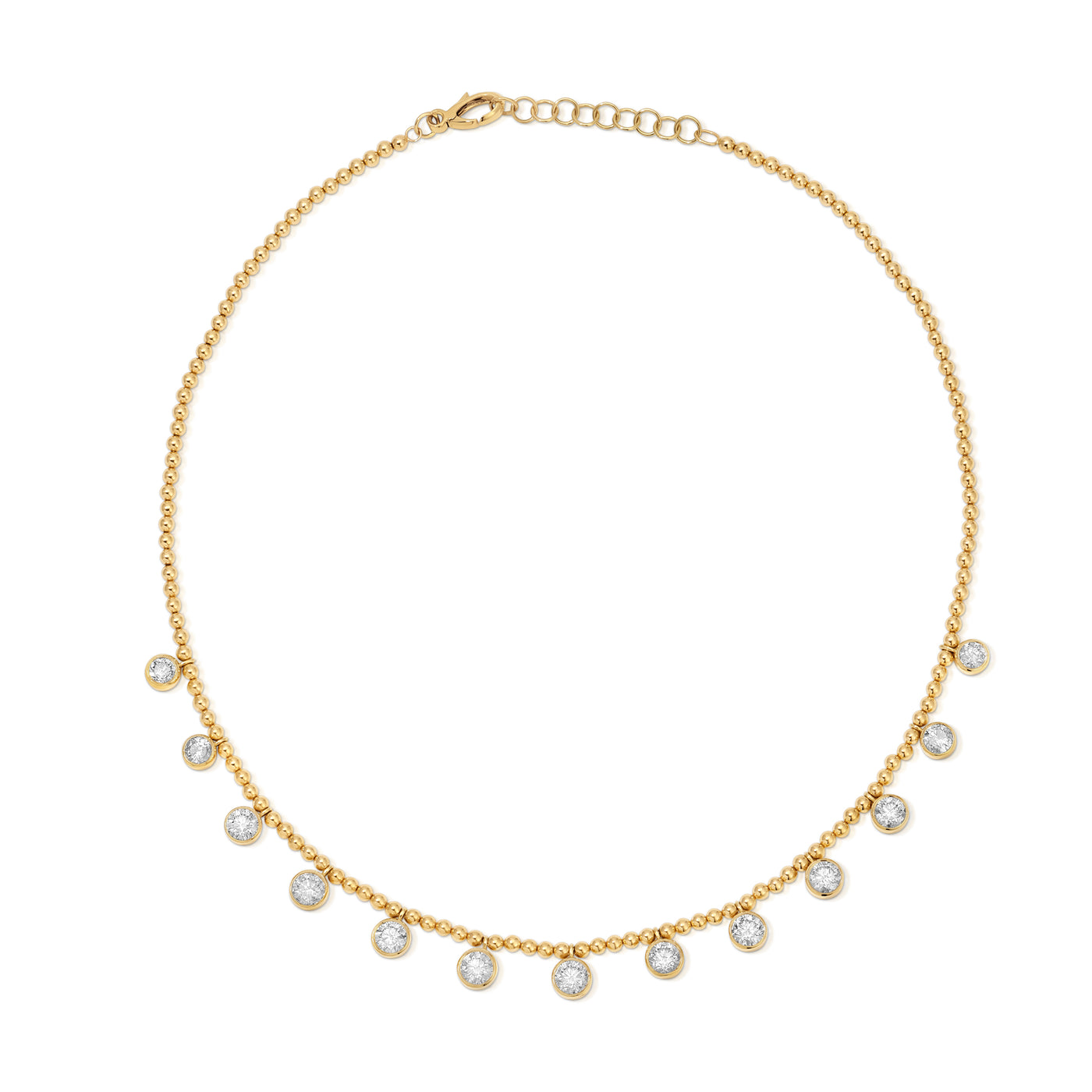 Ball Chain Diamond Fringe Necklace