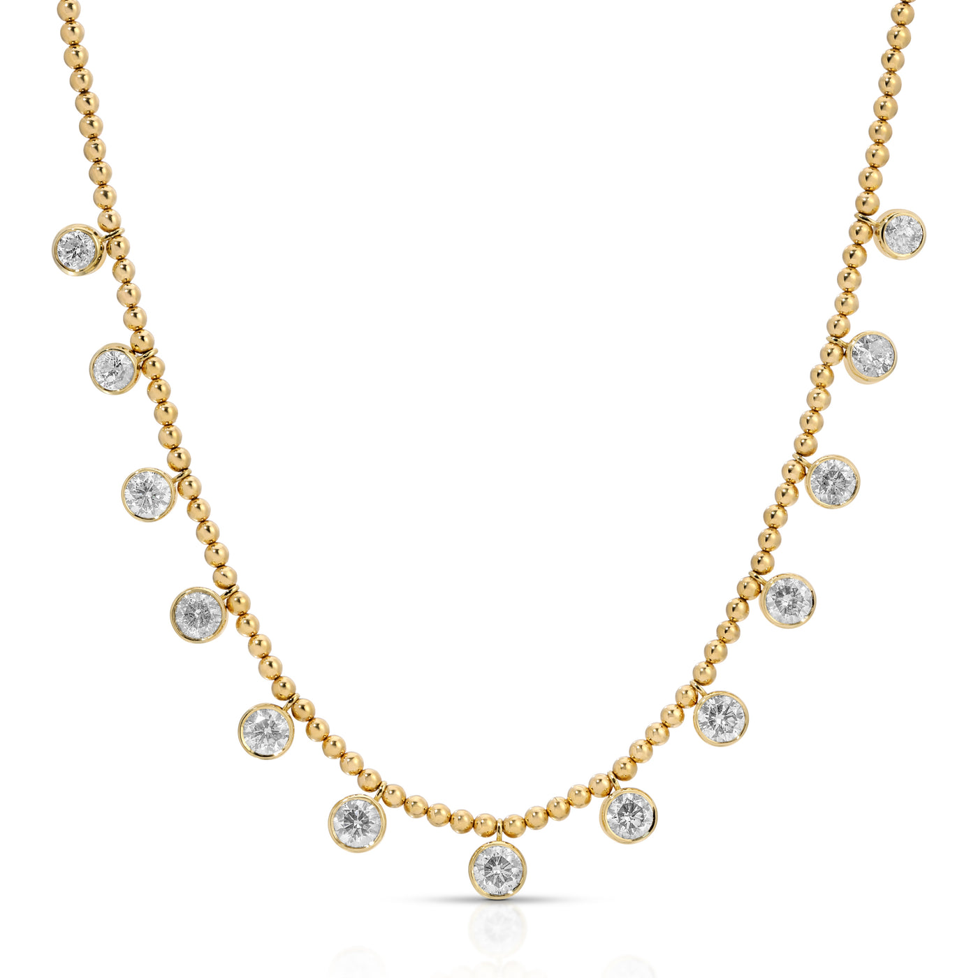 Ball Chain Diamond Fringe Necklace
