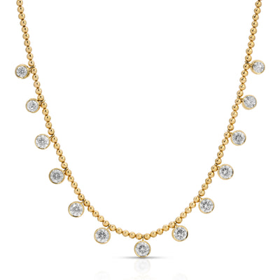 Ball Chain Diamond Fringe Necklace