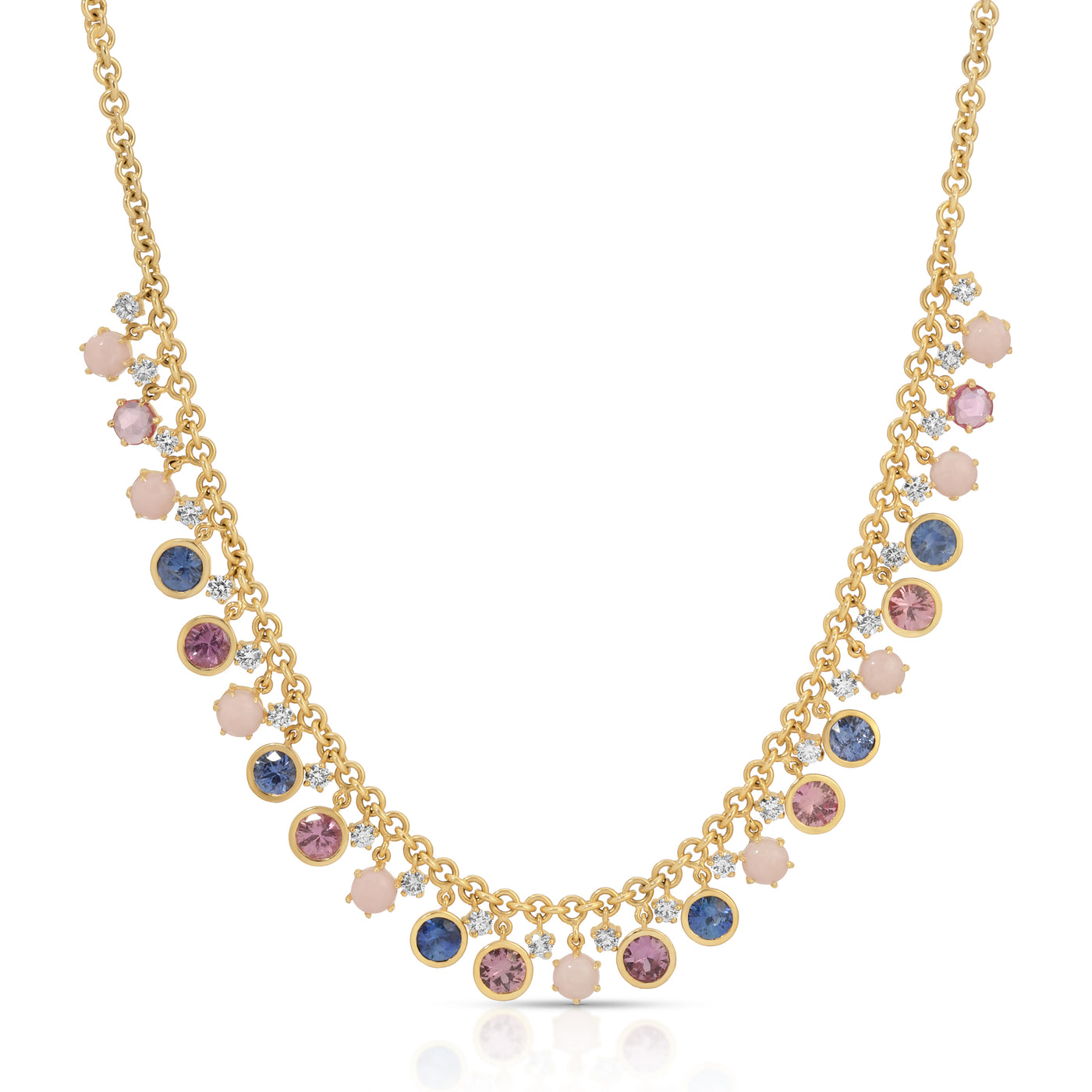 Blue Sapphire, Pink Sapphire, and Coral Confetti Fringe