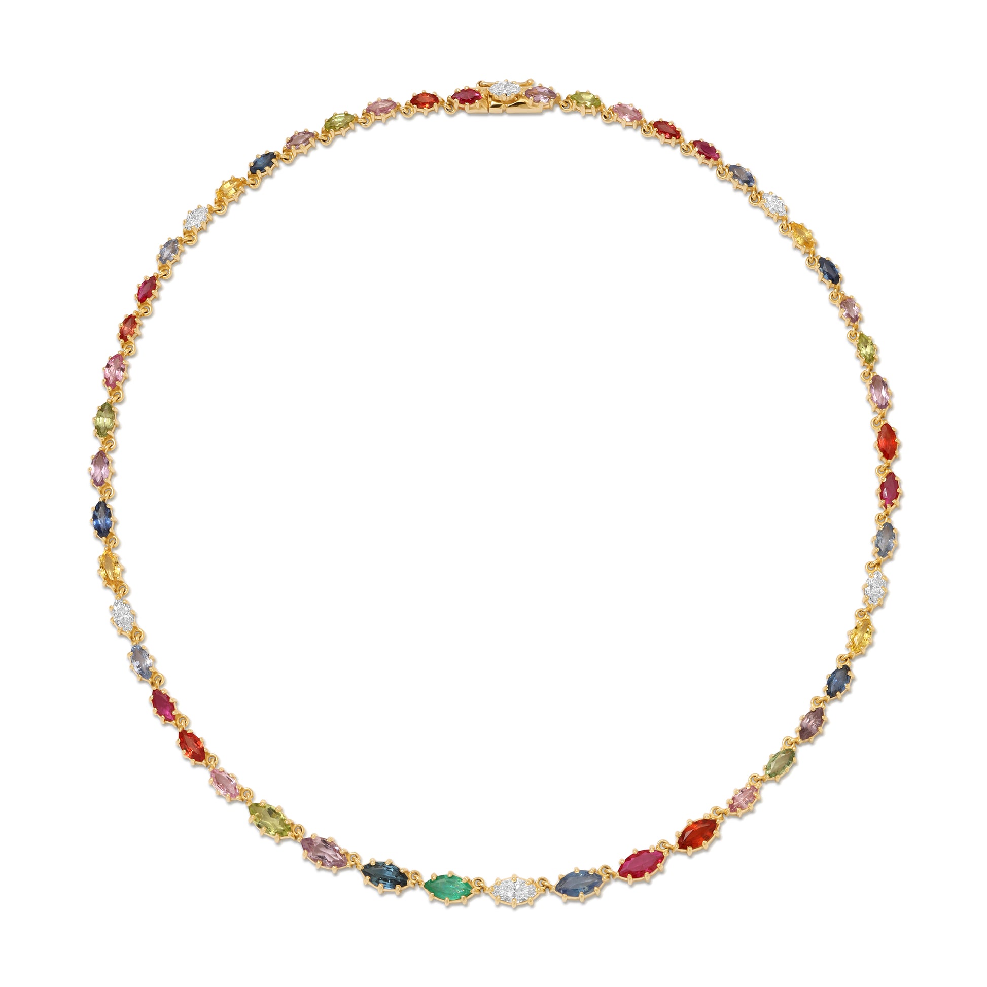 Multi Sapphire Delicate Riviere Necklace