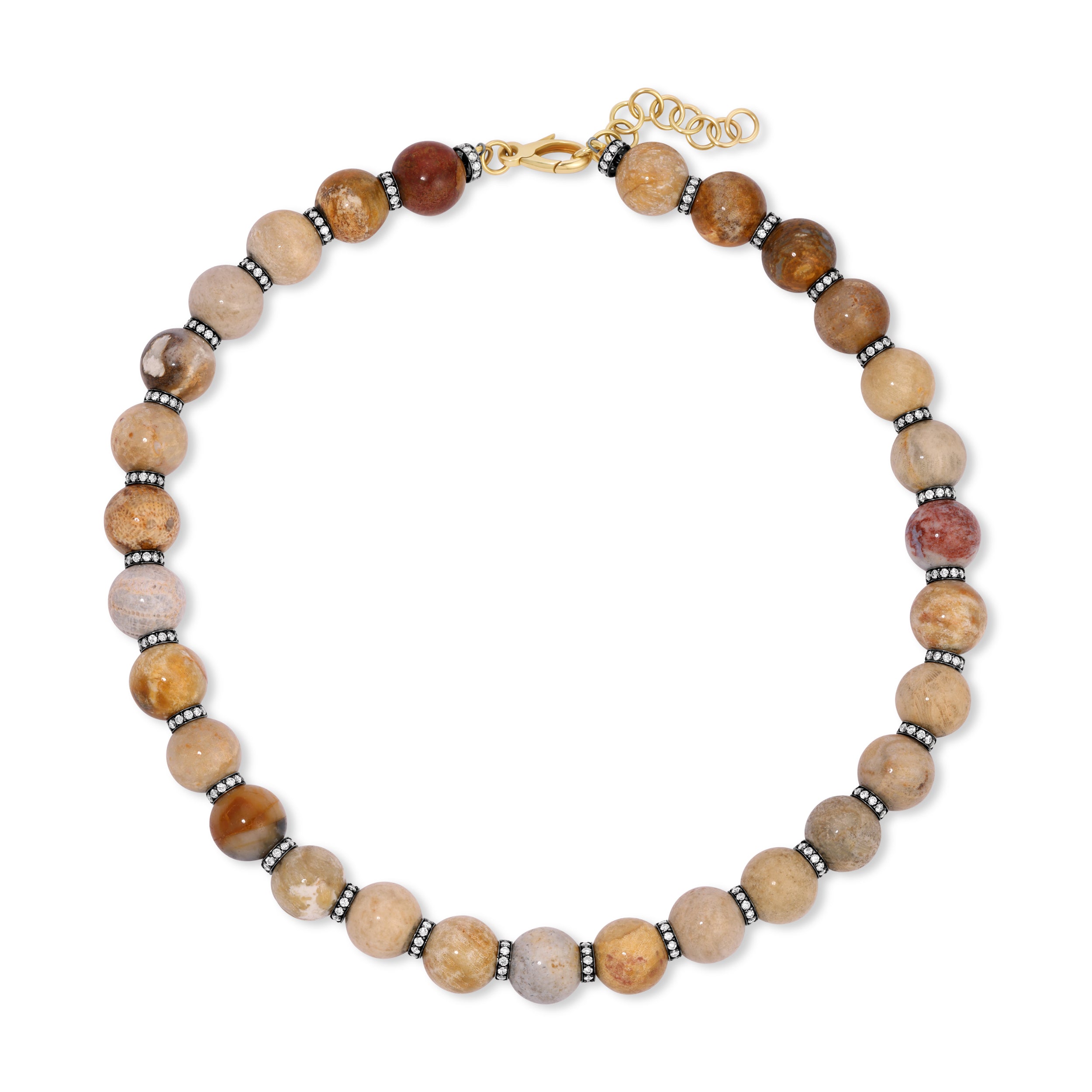 Disco Ball Necklace With Blackened Diamond Rondelles