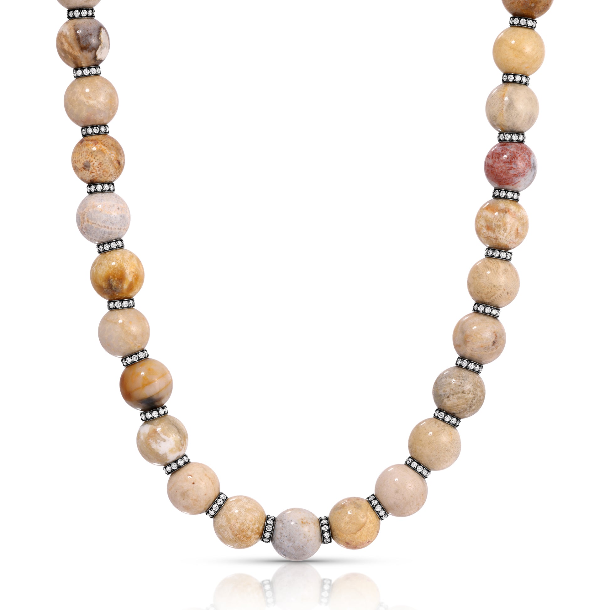 Disco Ball Necklace With Blackened Diamond Rondelles