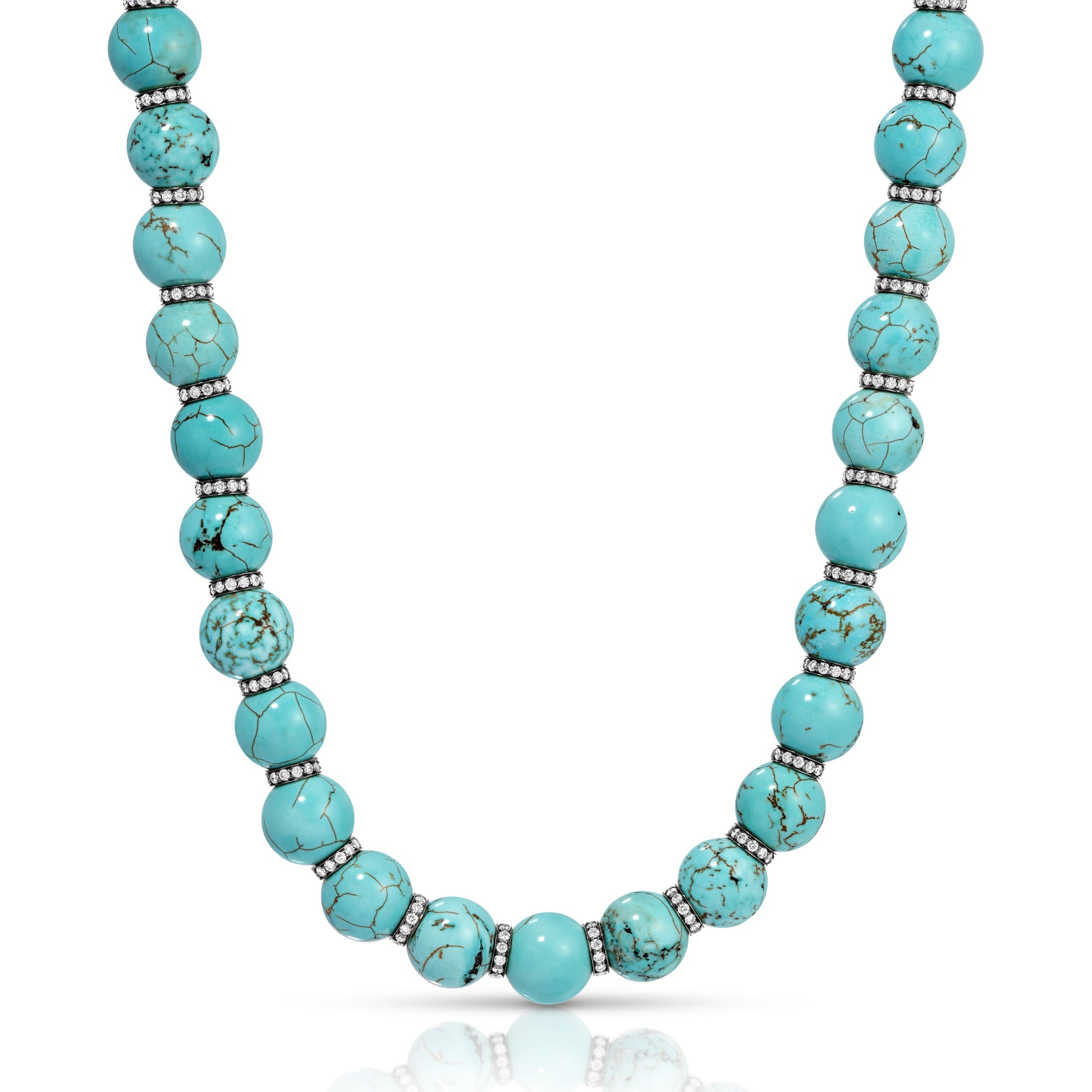 Disco Ball Necklace With Blackened Diamond Rondelles