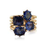 Blackened Blue Sapphire Bouquet Ring