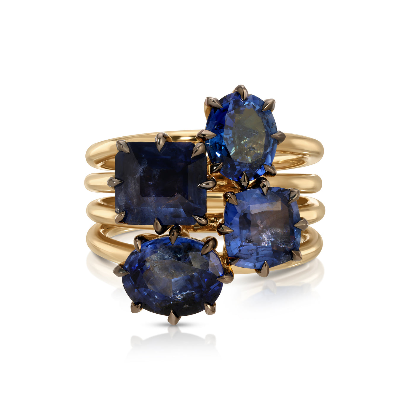 Blackened Blue Sapphire Bouquet Ring