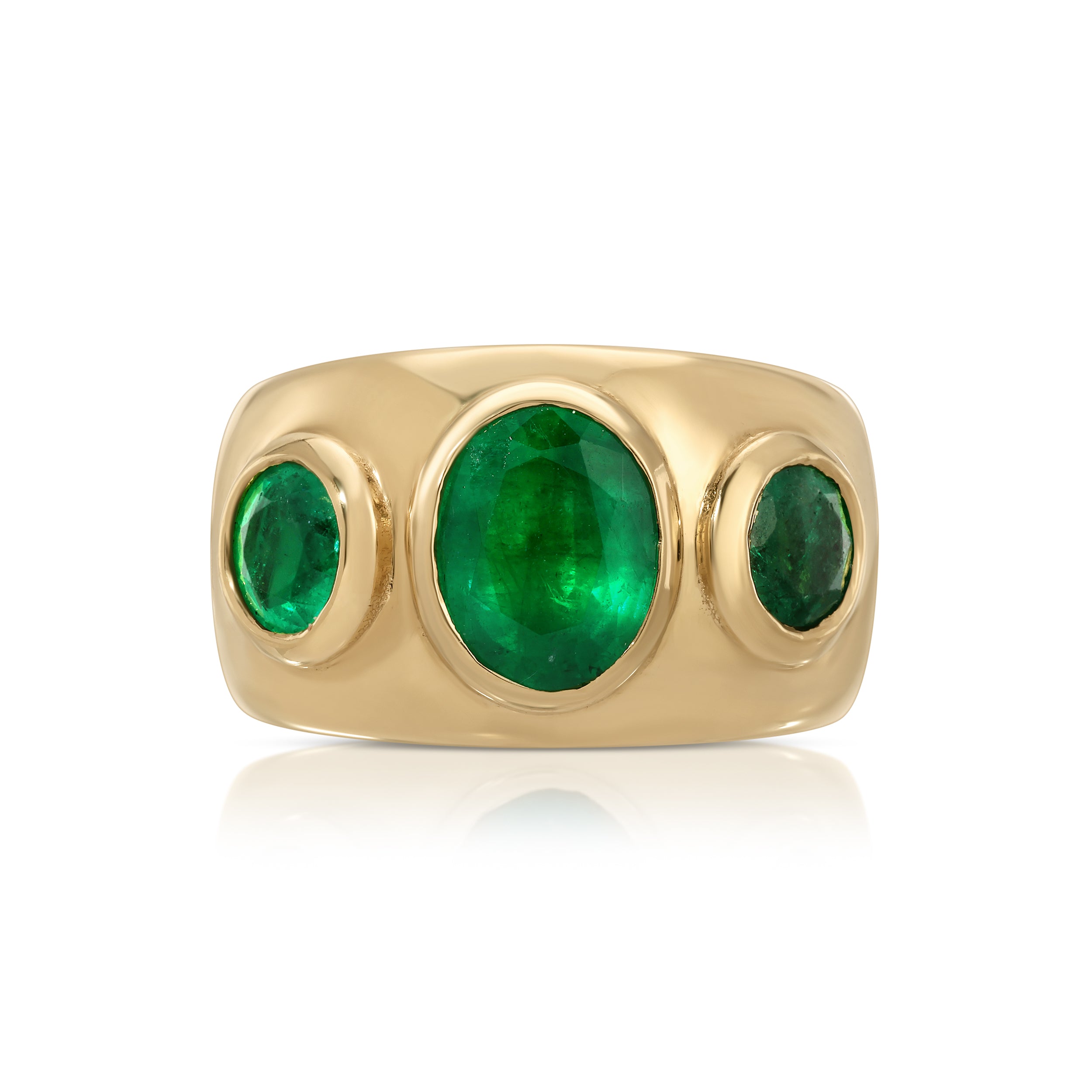 Three Stone Oval Emerald Ring