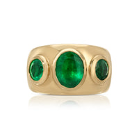Three Stone Oval Emerald Ring