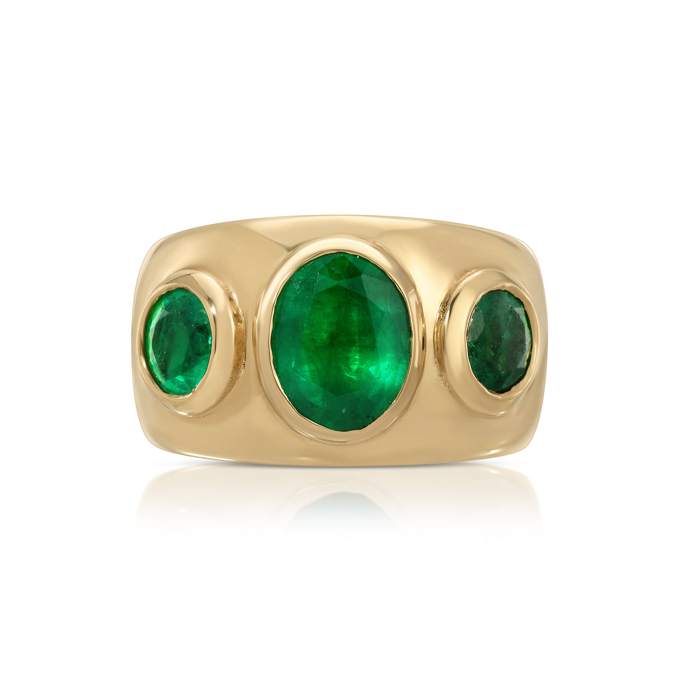 Three Stone Oval Emerald Ring