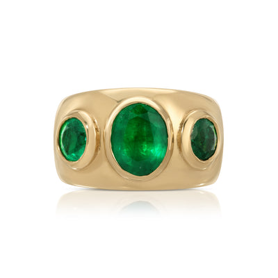 Three Stone Oval Emerald Ring
