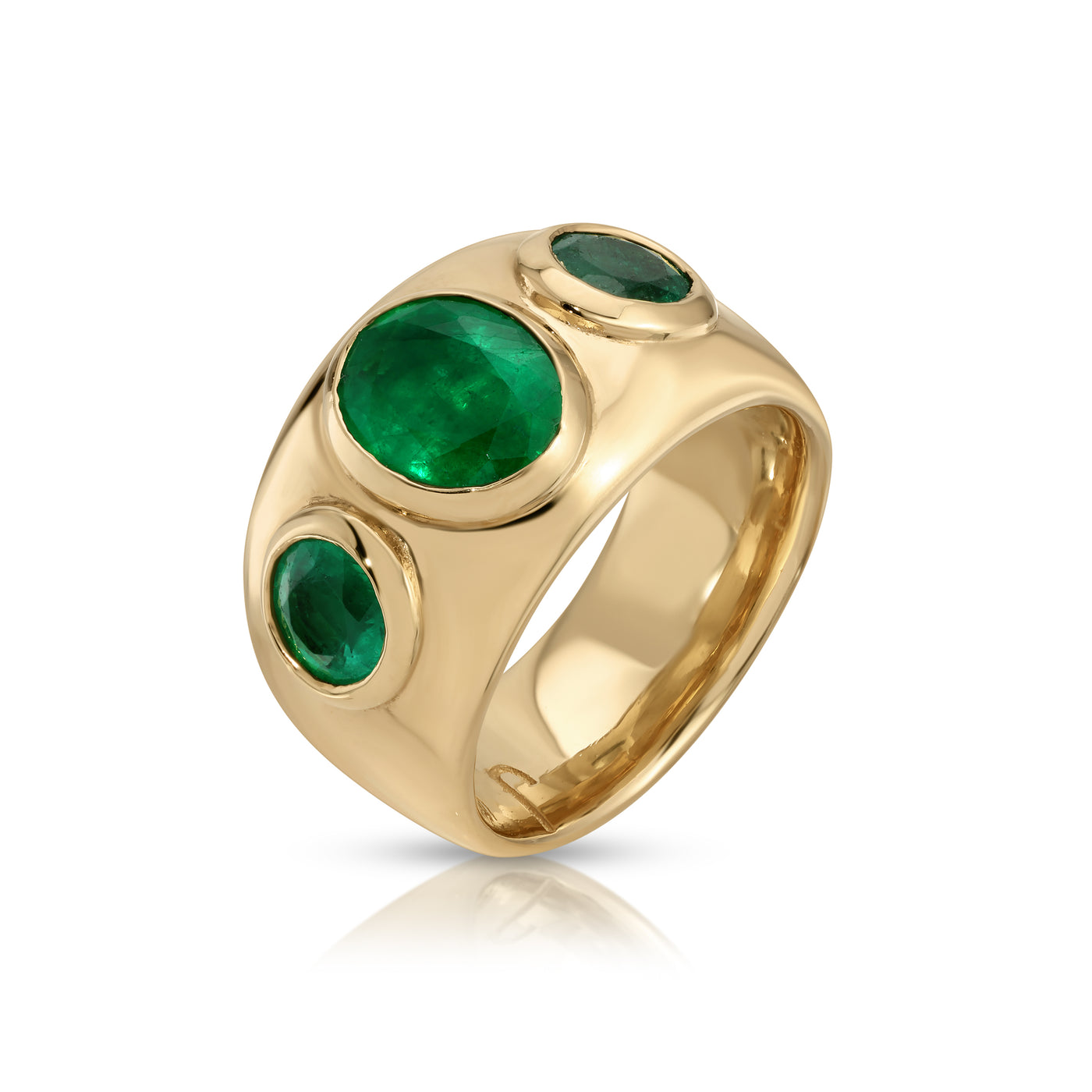 Three Stone Oval Emerald Ring