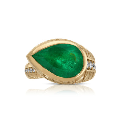 Snake Band with Pear Emerald