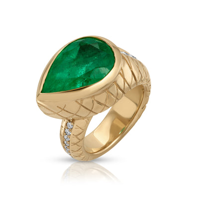Snake Band with Pear Emerald
