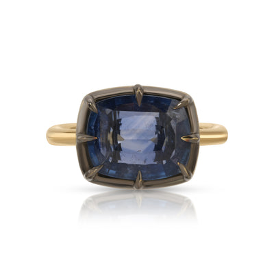 Blackened Blue Sapphire Candy Wrapper Ring