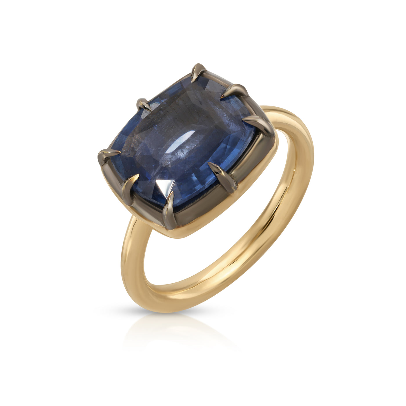 Blackened Blue Sapphire Candy Wrapper Ring