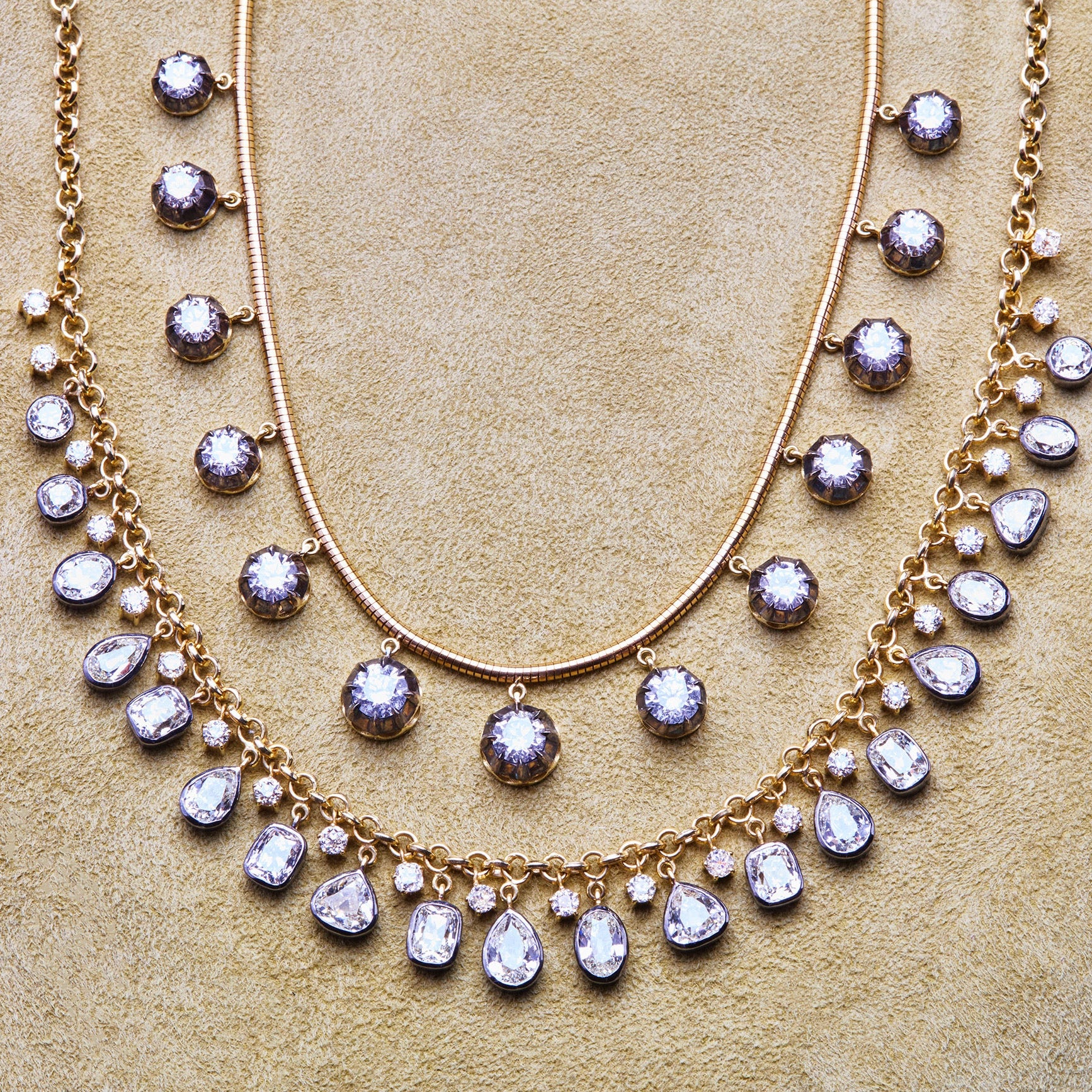 Blackened Diamond Fringe Necklace