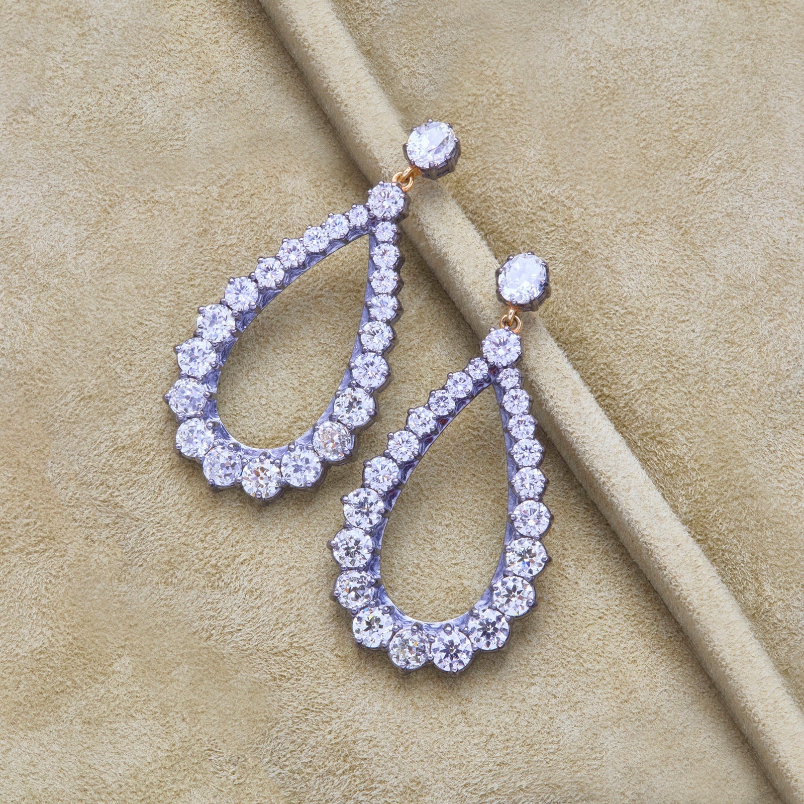 Blackened Diamond Chandelier Hoops