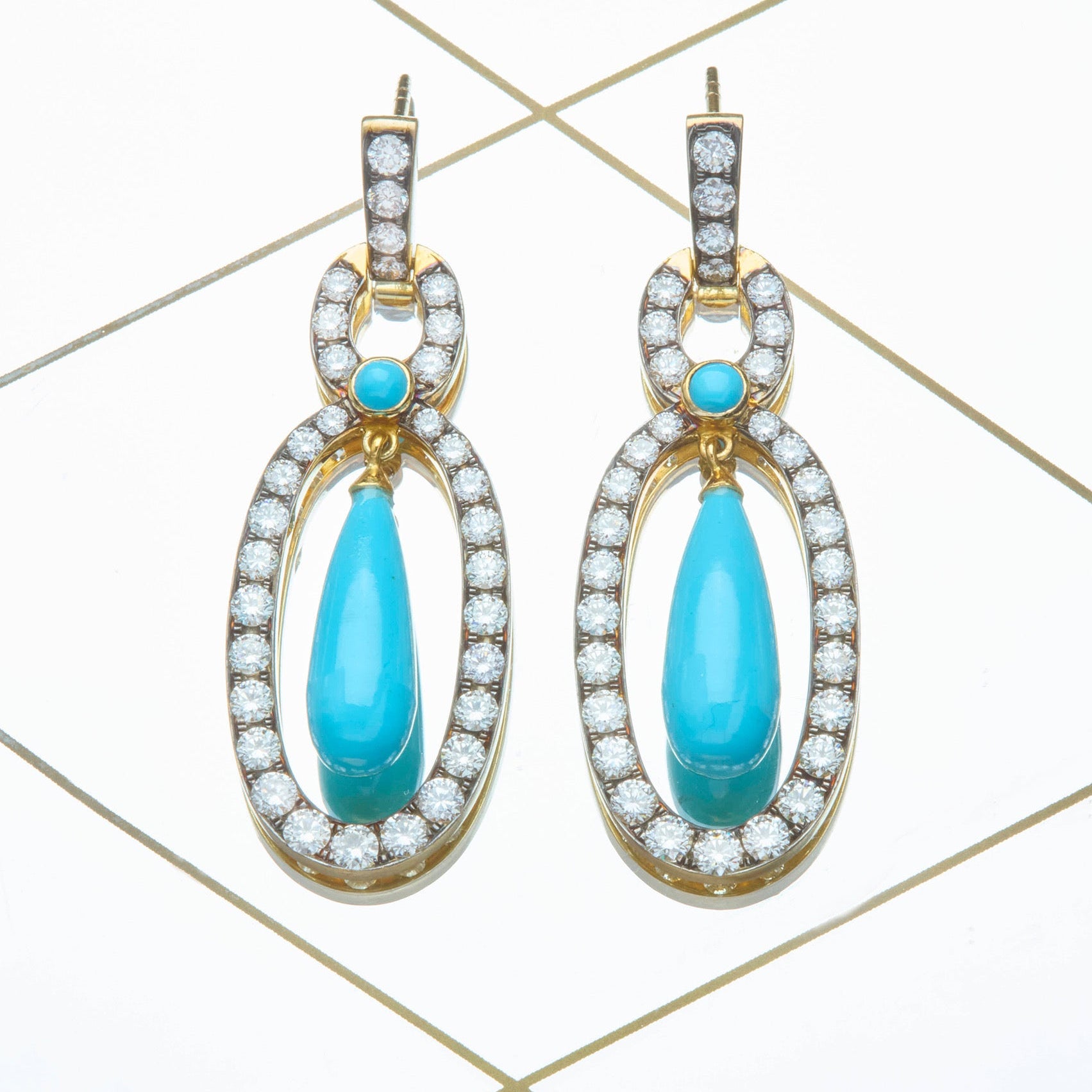 Oval Turquoise Drop Earrings