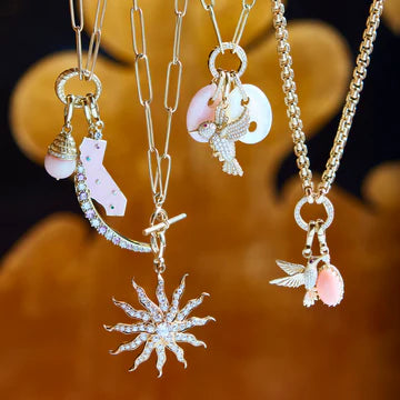 Multi Stone Crescent Charm