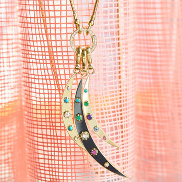 Multi Stone Gold Crescent