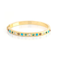 Turquoise, Emerald, Tiger's Eye and Diamond Gypsy Bangle