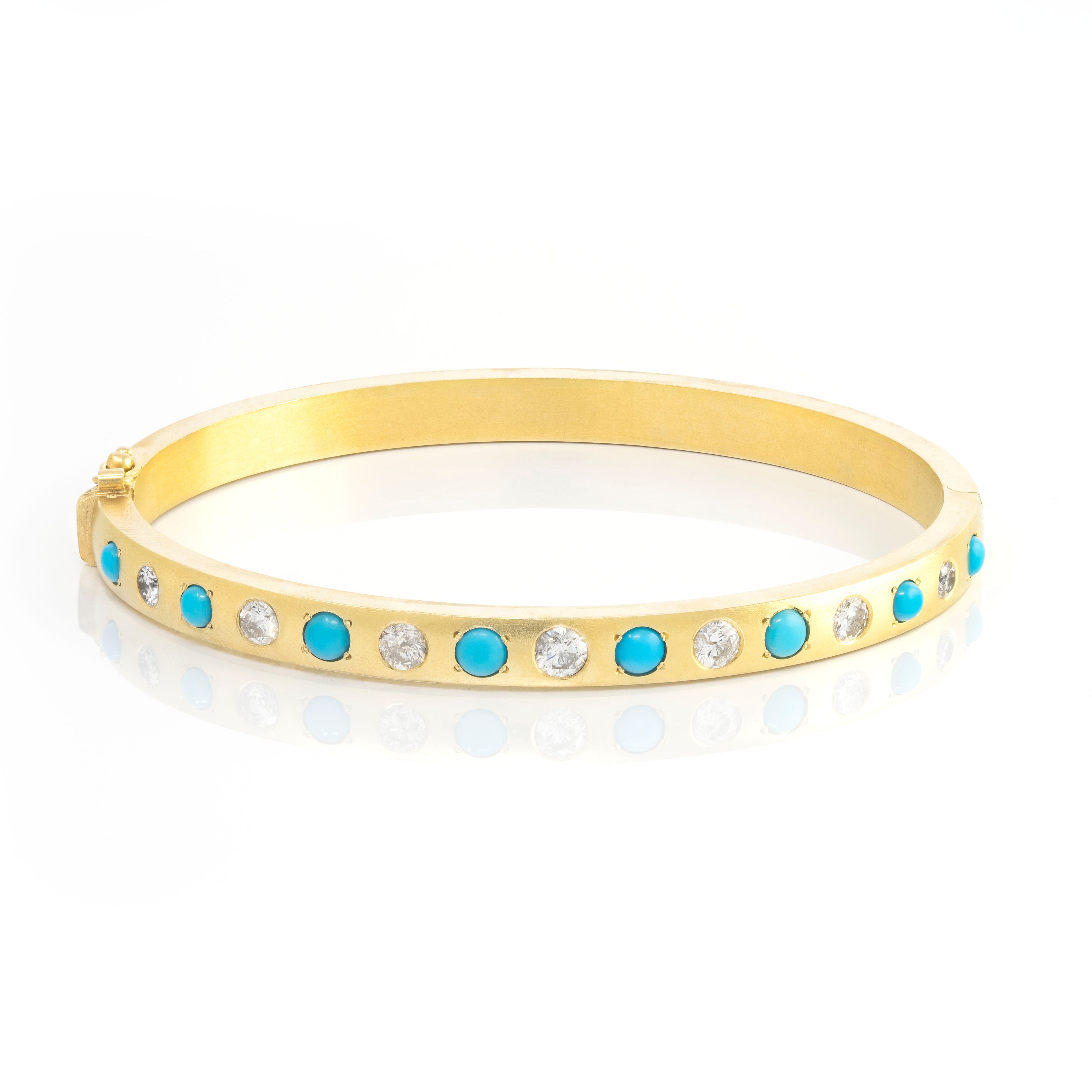 Turquoise and Diamond Gypsy Bangle