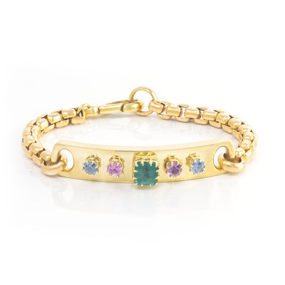 Emerald, Pink Sapphire and Blue Sapphire Morse Code Bracelet