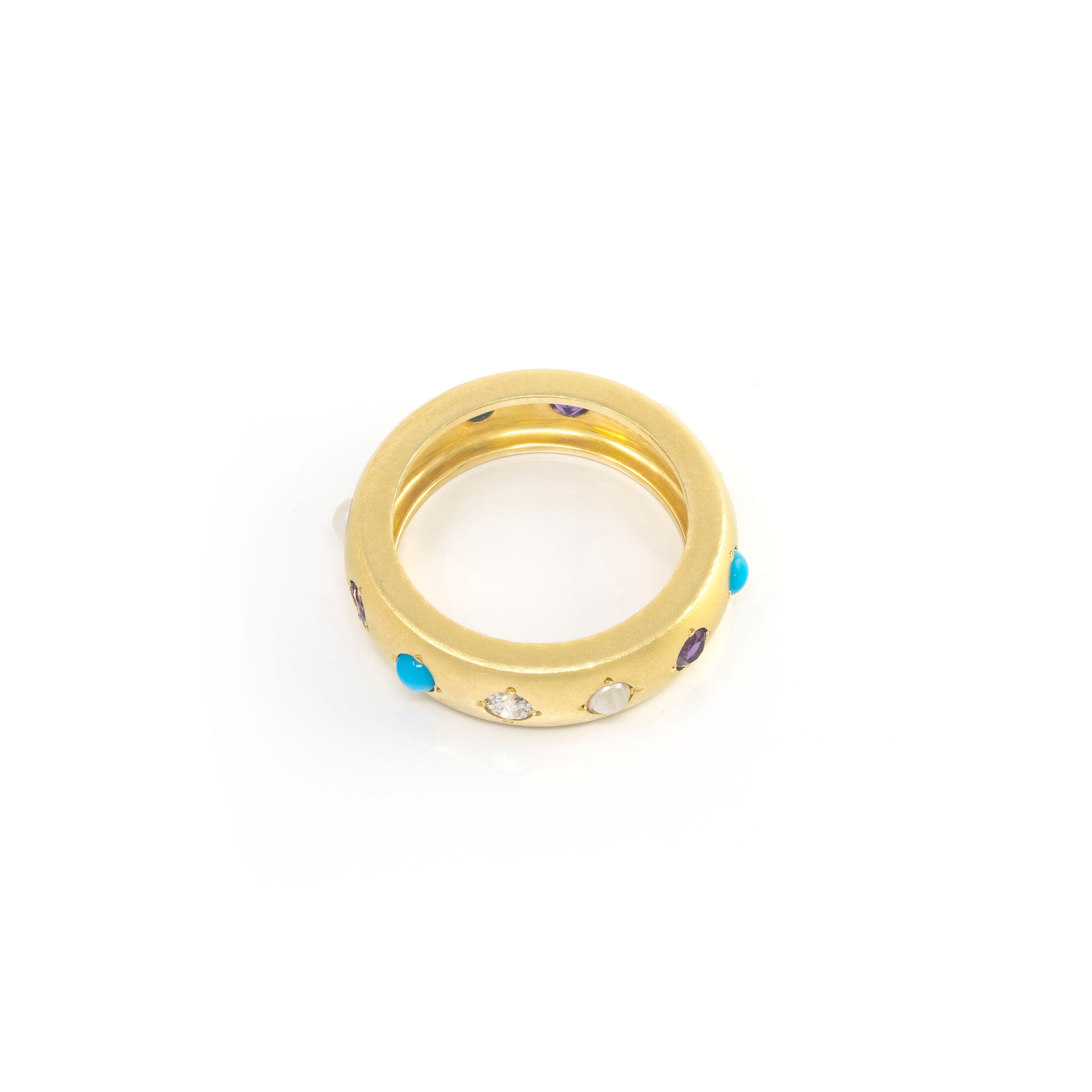 Turquoise, Pearl, Amethyst and Diamond Gypsy Band