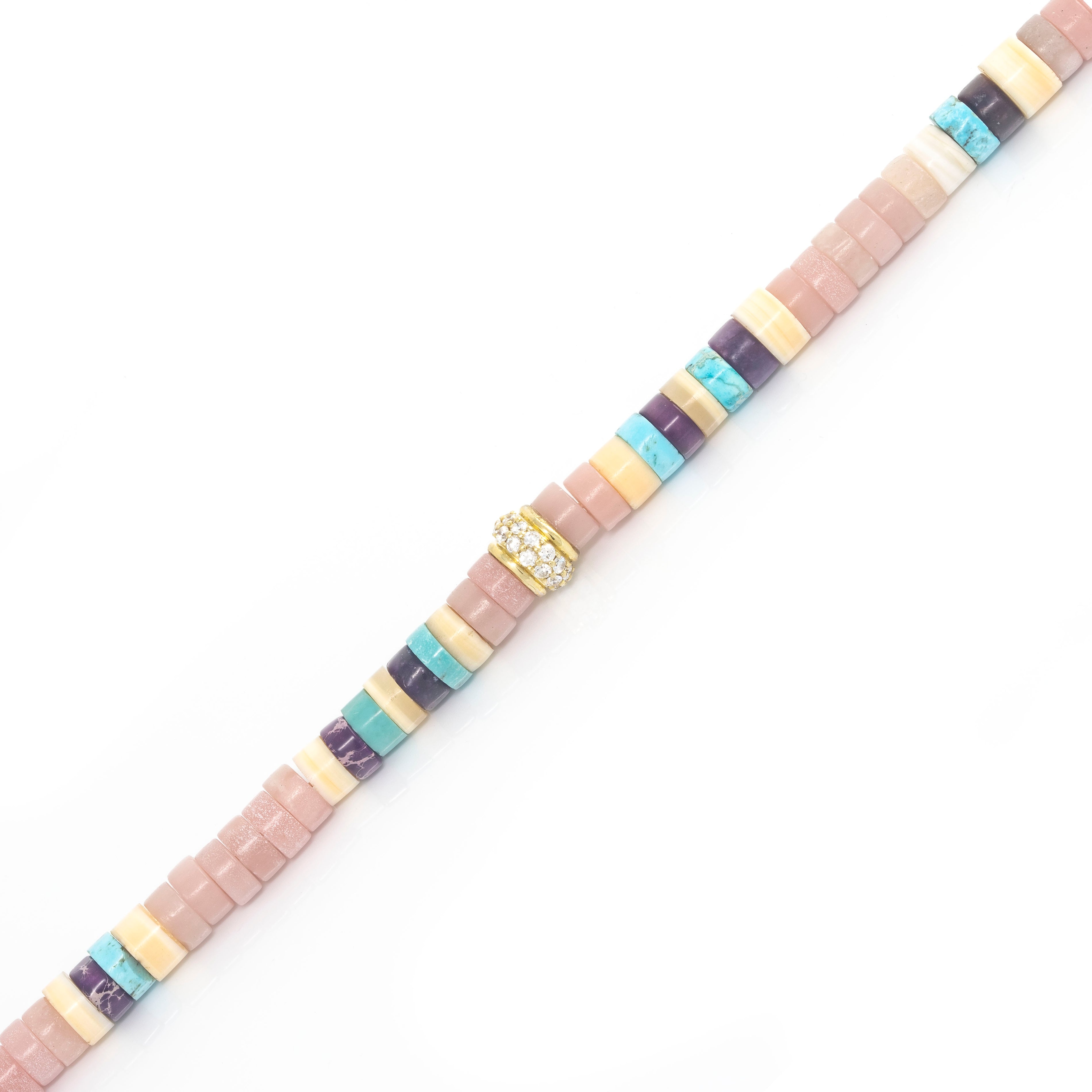 Pink, Purple, White and Turquoise Heishi Beaded Necklace