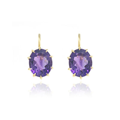 Victorian Oval Amethyst Drop Earrings