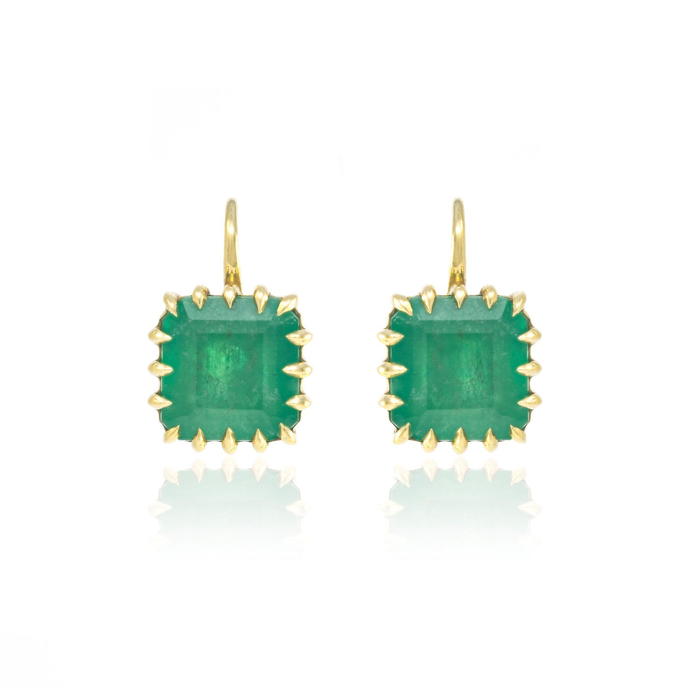 Victorian Square Emerald Drop Earrings