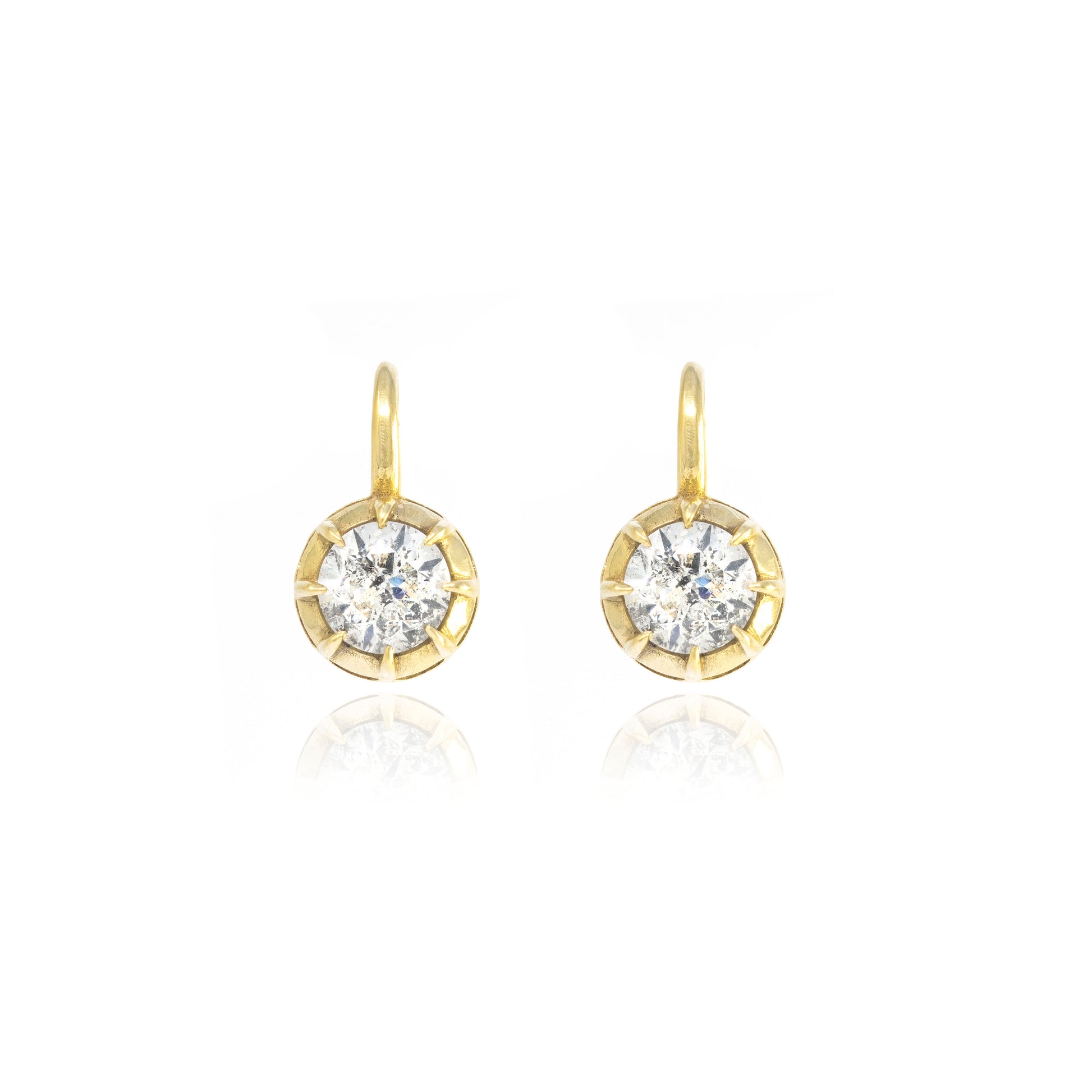 Victorian Round Diamond Drop Earrings