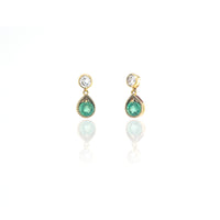 Diamond and Emerald Delicate Drop Earrings