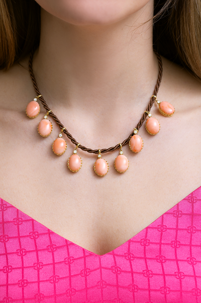 Coral Silk Chord Necklace