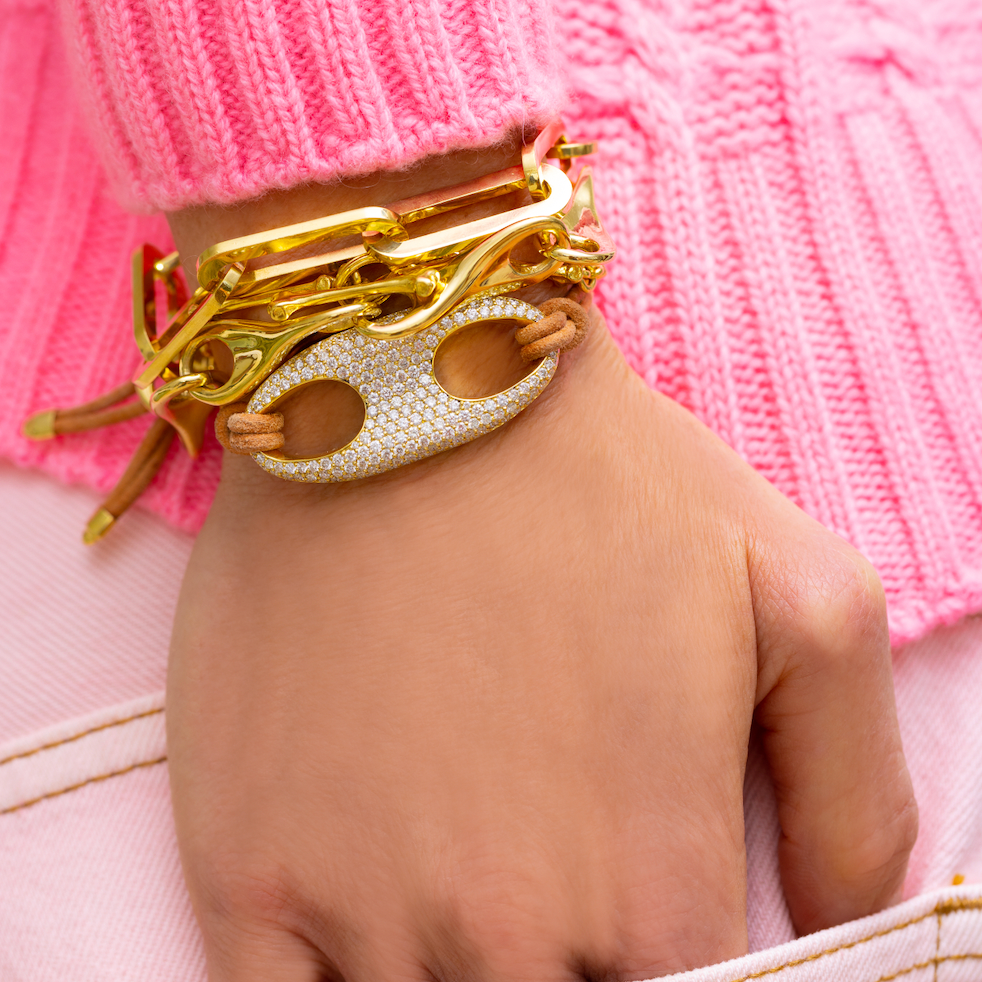 Pave Nautical Link on Leather