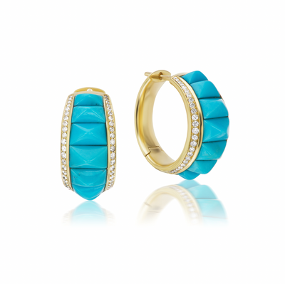 Turquoise Pyramid and Diamond Hoops