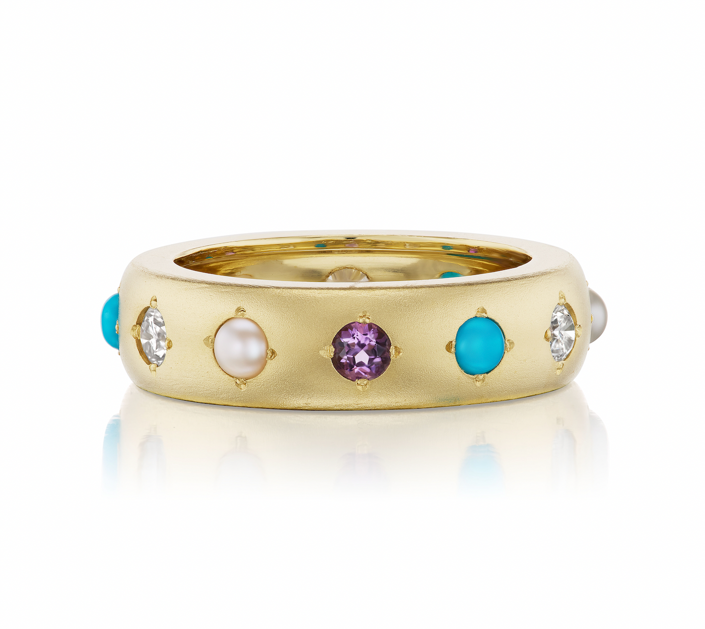 Turquoise, Pearl, Amethyst and Diamond Gypsy Band