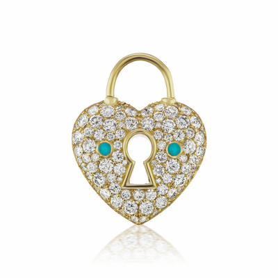 Padlock Heart with Diamond and Turquoise