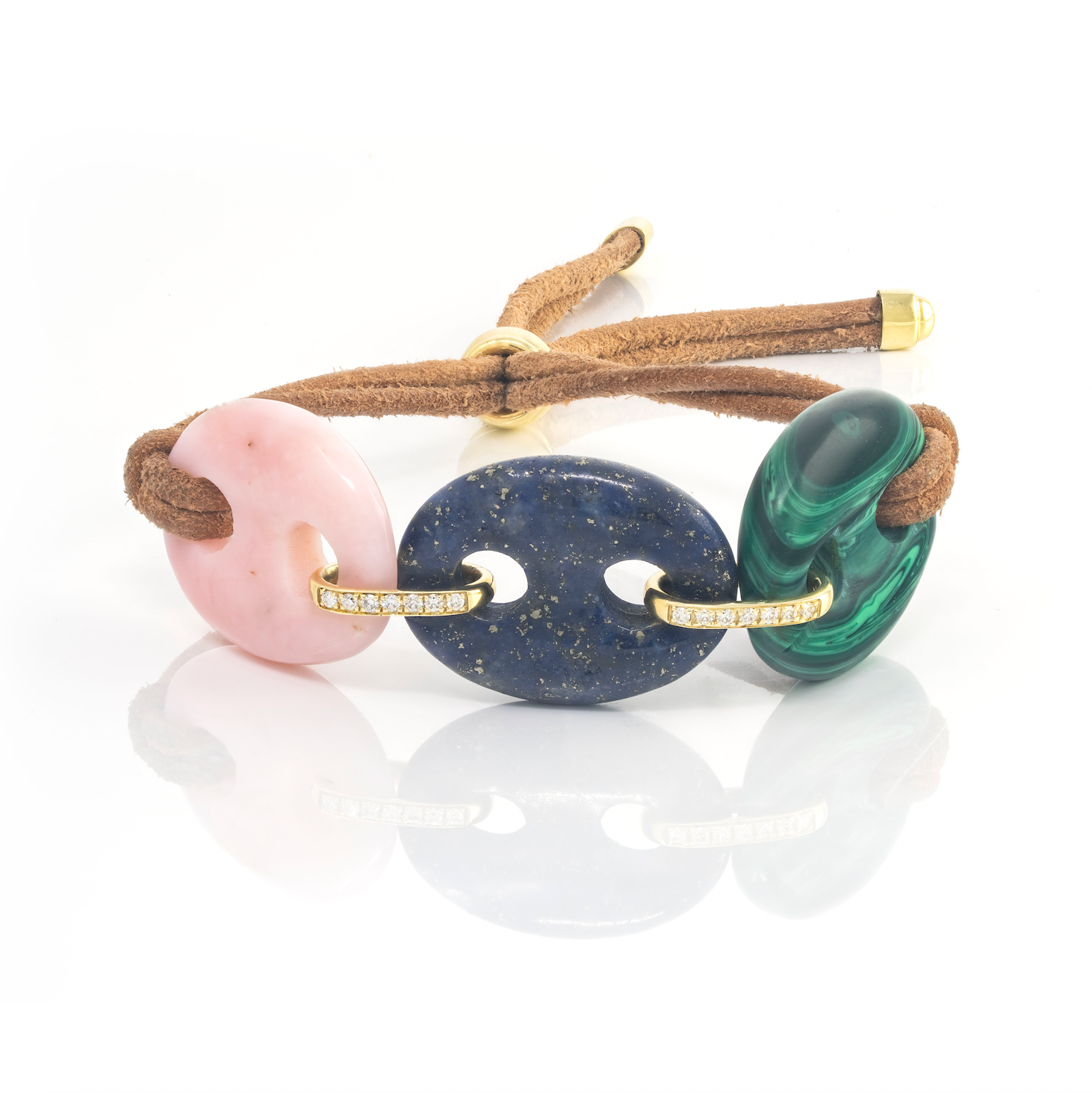 Three Stone Mariner Bracelet on Leather
