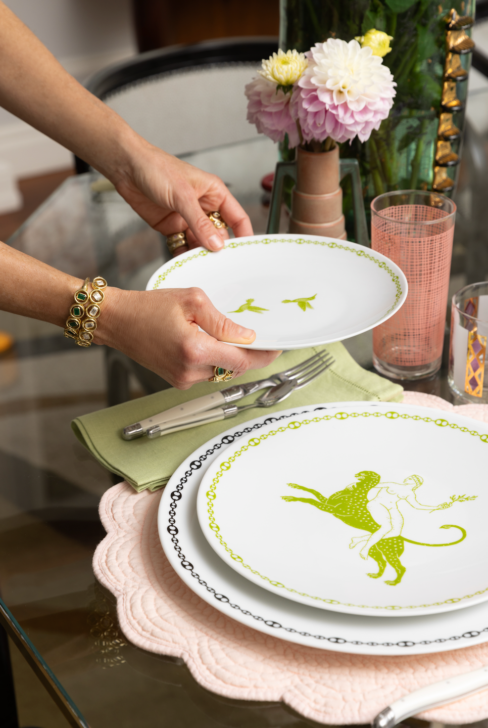 Green Dessert Plate, Set of 2