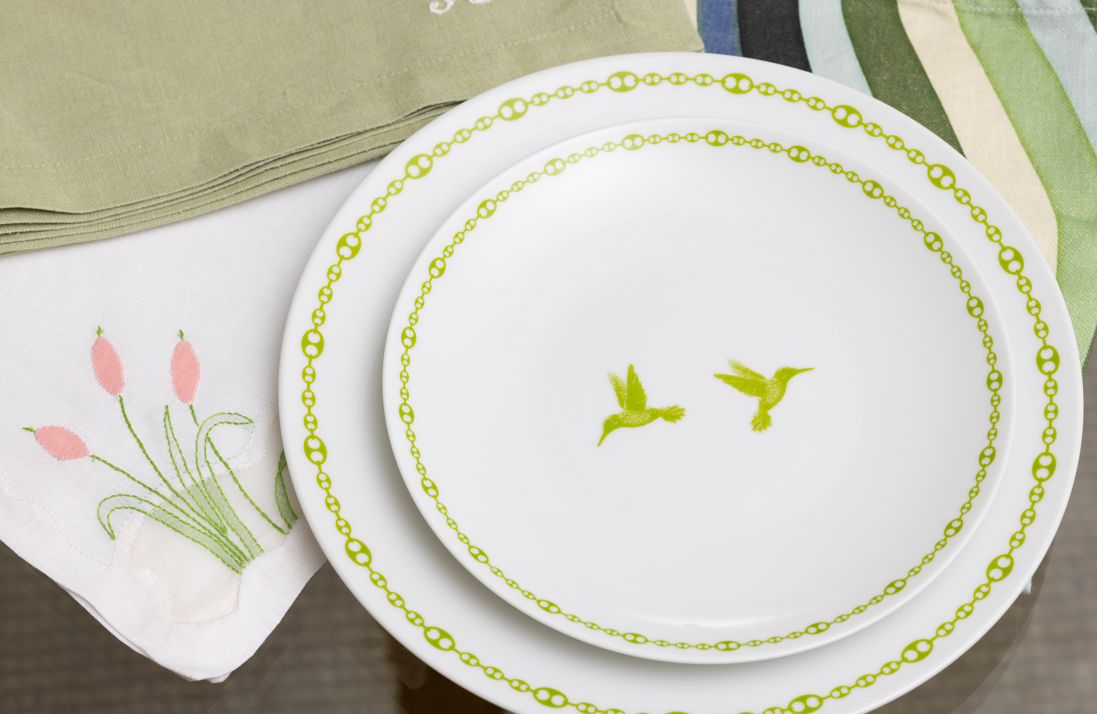 Green Dessert Plate, Set of 2