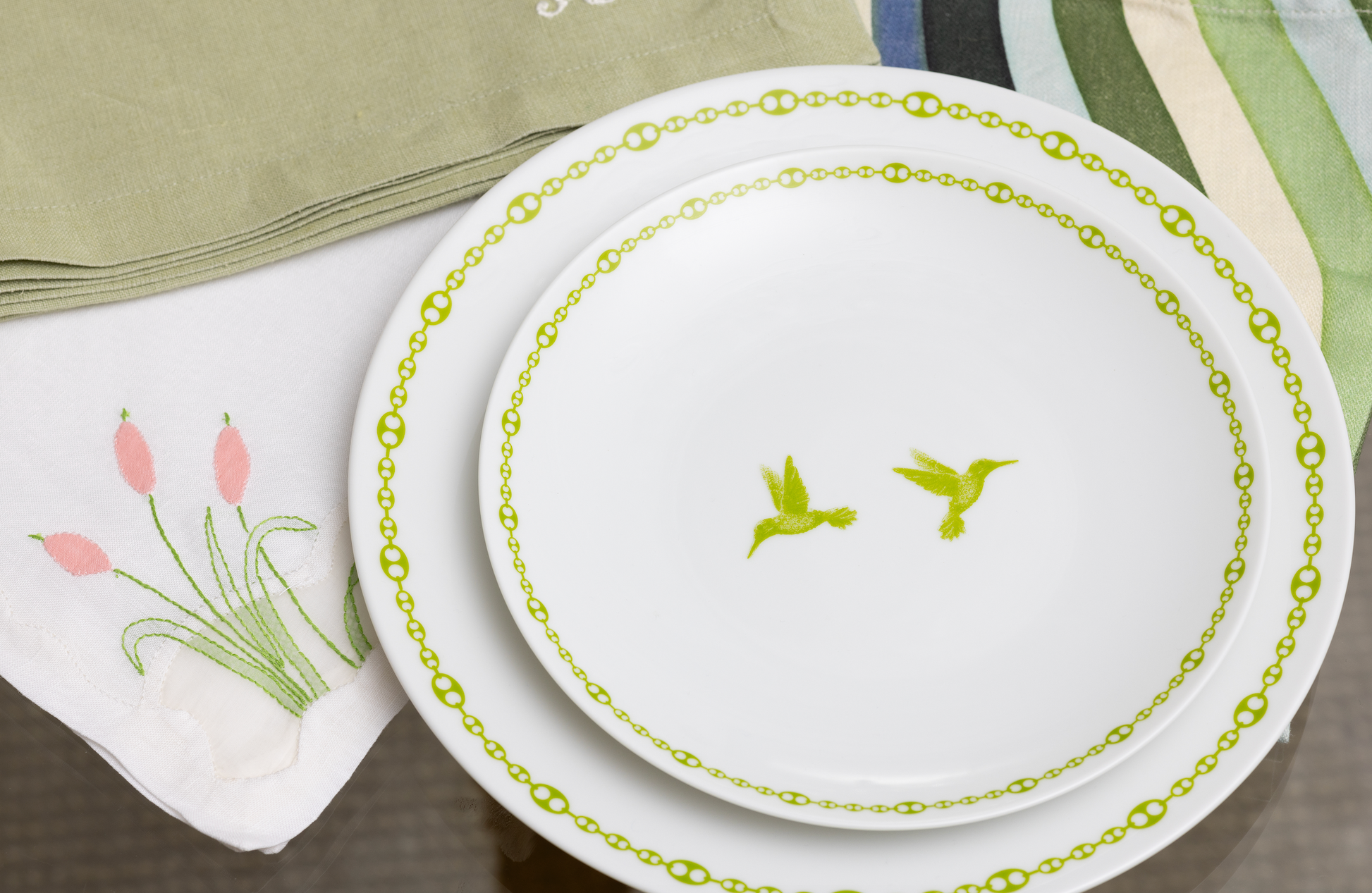 Green Dessert Plate, Set of 2