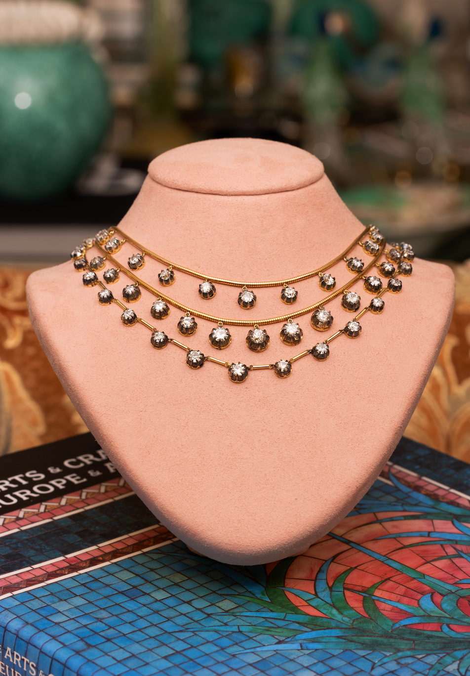 Blackened Diamond Bar Necklace
