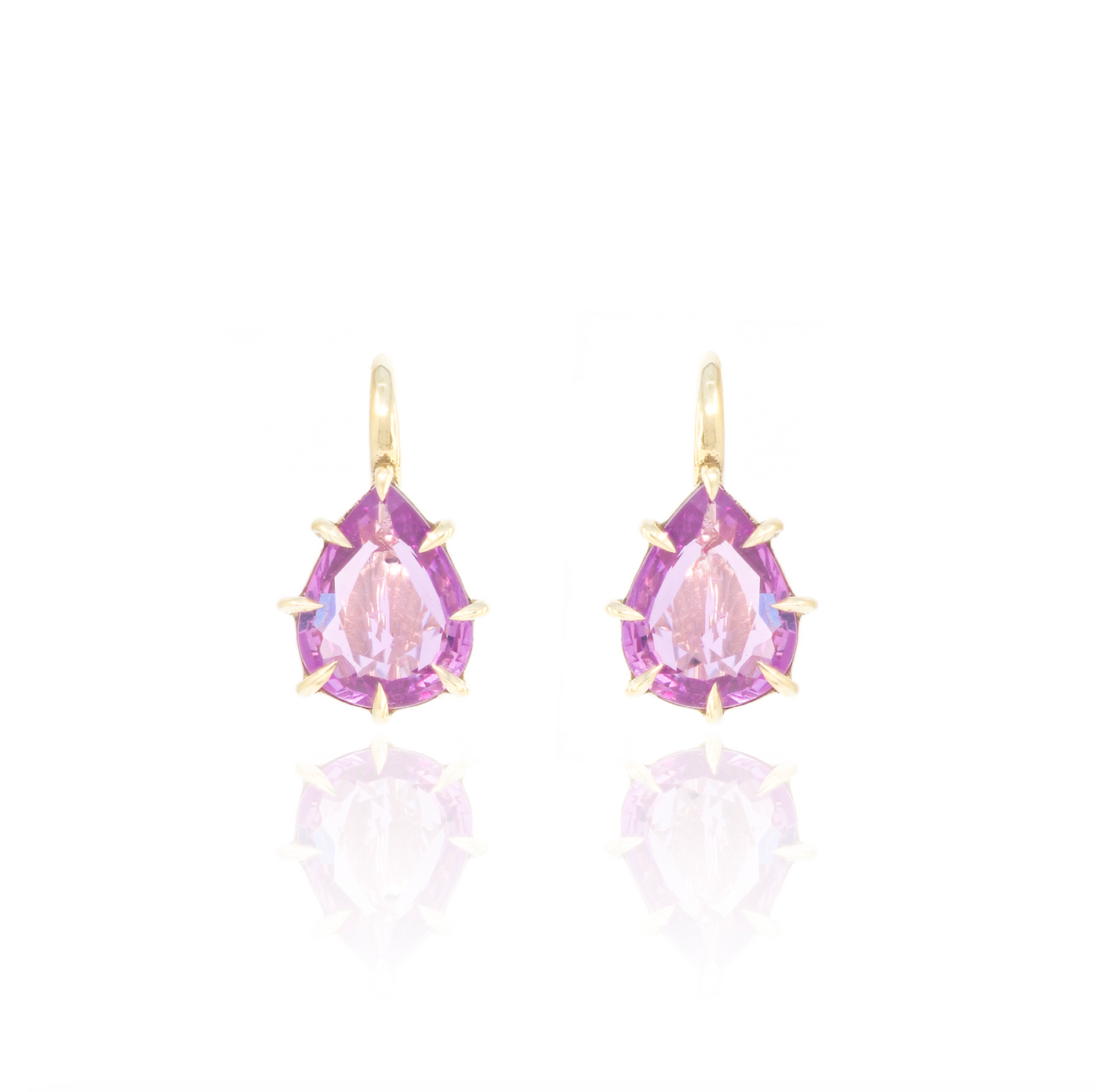 Victorian Pear Pink Sapphire Drop Earrings