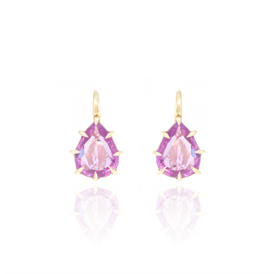 Victorian Pear Pink Sapphire Drop Earrings