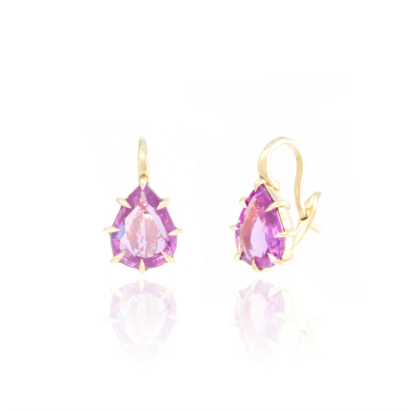 Victorian Pear Pink Sapphire Drop Earrings